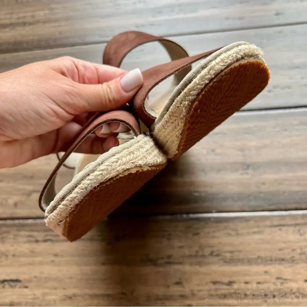 EDDIE BAUER Travel Platform Espadrille SandalS Suede Brown Size 10